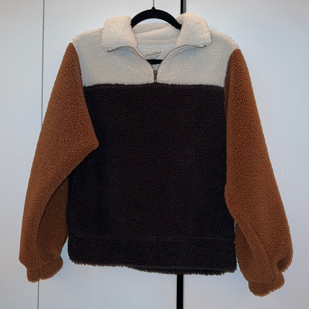 Universal Thread Teddy Fleece Colorblock Quarter Zip - Women's XS